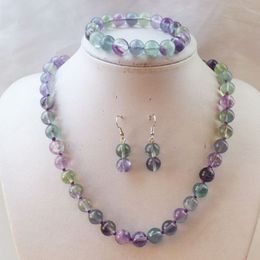 New Natural 8mm Multicolor Fluorite Beads Gemstone Necklace Bracelets Earrings
