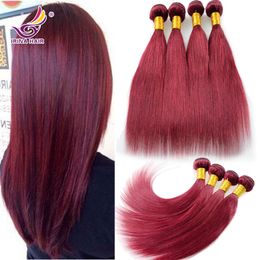 7A Cambodian Virgin Hair Straight 4pcs lot Red Wine Color #99J Burgundy Virgin Peruvian Hair Bundles 8-30inch 100% Remy Human Hair Extension