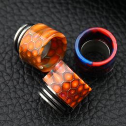 Snake Skin Grid Pattern 810 Thread Epoxy Resin Stainless Steel Drip Tips Wave Wide Bore SS Mouthpiece for TFV8 Prince Tank DHL