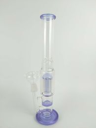 H 34cm 18mm joint glass bong glass water pipe oil rig purple