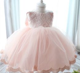 Newborn Baby Girls Tutu Dress Lace Net Yarn Pink Princess Dresses for Baby Big Bowknot Infant Party Clothes 3M-6M-12M 0-1age K366 XQZ