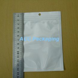 10.5x15cm (4.1"x5.9") White/ Clear Zipper Lock Plastic Retail Packaging Poly Bag Zipper Bag Retail Package With Hang Hole