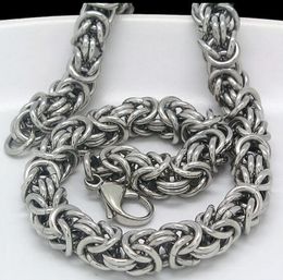 Fashion Asian & East Indian Style Pure 316L Stainless steel Silver handmade byzantine Chain Link Necklace in Men XMAS Jewellery 9mm 22''