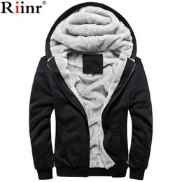 Wholesale- Riinr 2017 New Hot Sale Men's Hooded Casual Brand Hoodies Wool Liner Mens Winter Thickened Warm Coat Male Sweatshirts Outwear