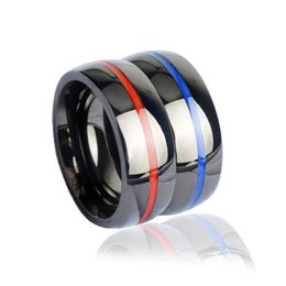 Mens firefighter Ring Stainless Steel Thin blue line Ring Top Quality red line rings drop shipping