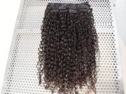 Mongolian virgin jerry curly hair weft clip in extensions unprocessed natural black color can be dyed