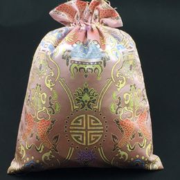 Luxury Dust Bag for Shoes Bag Travel Portable Pouch Drawstring Chinese Silk Brocade Bag Gift Packaging Shoe Bags Storage 27x35 cm 10pcs/lot