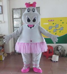 2017 Factory direct sale pink dress hippo mascot costume for adults to wear
