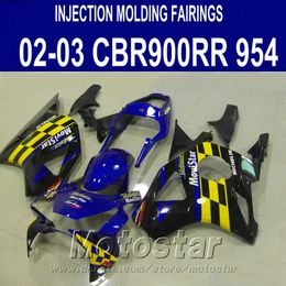 Injection molding Motorcycle parts for Honda cbr900rr fairings 954 2002 2003 blue yellow movistar CBR954RR fairing kit CBR900 RR 02 03 YR26