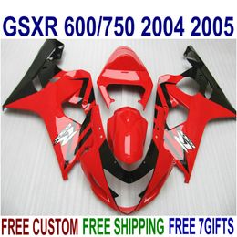 Motorcycle fairing kit for SUZUKI GSXR600 GSXR750 2004 2005 K4 bodykits GSX-R 600/750 04 05 red black fairings set QE19