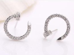 925 Sterling Silver Stud Earrings Fashion Jewellery Letter C Full of Zircon Diamond Crystal Simple Blink Earring for Women Girls 100pcs