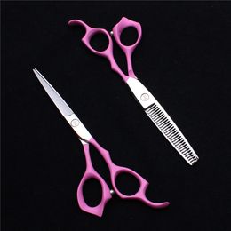 6" 17.5cm Japan 440C Customized Logo Pink Professional Human Hair Scissors Barbers' Scissors Cutting Thinning Salon Shears Style Tools C1124