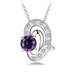Free shipping fashion high quality 925 silver Angel Tears Purple diamond jewelry 925 silver necklace Valentine's Day holiday gifts hot 1665