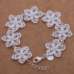 Free Shipping with tracking number Top Sale 925 Silver Bracelet Hollow flower Bracelet Silver Jewellery 10Pcs/lot cheap 1590