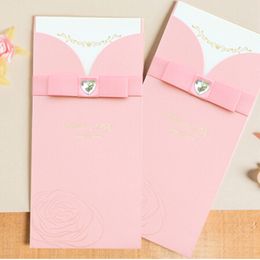 Rectangle Style Wedding Invitations Fashion Customized Invitation Card with Map All Language Free Design Bow Decoration