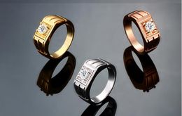 2015 The new Noble K gold A single zircon fashion personality men Ring Gold/rose gold/perkin Size US8 US9 US10 10pcs/lot
