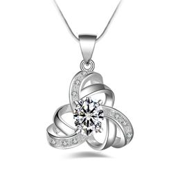 Free shipping fashion high quality 925 silver Pierced hexagram White diamond Jewellery 925 silver necklace Valentine's Day holiday gifts 1673