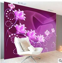 Customise size High Quickly HD mural 3d wallpaper wall paper dream purple flower papel de parede wholesale price Free shipping!!