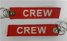 Crew Embroidered Keychain Airline Crewtags Embroidery Key Chain Key Ring Key Tag CREW Embroidery Luggage Tag 139x31mm 100pcs lot