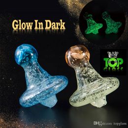 Glow In Dark Universal Solid Coloured glass UFO Carb Cap Cute Dome for glass bongs waterpipes, dab oil rigs, 4MM Quartz banger Nails