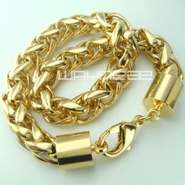 18K 18CT Yellow Gold Filled GF Men's Weaved 8.6'inch Length Bracelet B153