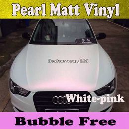 Satin Matte Pearl White Matt Vinyl Wrap White pink Pearlescent white Matte Film Car Wrapping Foil Sticker Vehicle Styling Size:1.52*20M/Roll