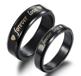 Jewellery Black Fashion Stainless Steel Women/ Men Ring Forever Love Heart couple ring New Personality Cool Accessory GJ183