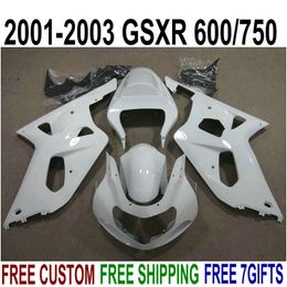 7 gifts perfect fit for suzuki gsxr600 gsxr750 01 02 03 fairing kit k1 gsxr600 750 20012003 white black fairings set zb6