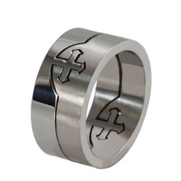 Titanium Steel Men's Jewellery Fashion Personality Openable Rings Fashion Cross Accessories Silver Size 7-12