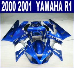 7 free gifts motorcycle parts for YAMAHA fairings 2000 2001 YZF R1 blue white fairing kit YZF1000 00 01 bodykits RQ47