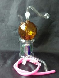 wholesale free shipping new Colored apple style glass hookah / glass bong, high 16cm, gift accessories (pot, walk the plank, straw)