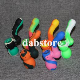 Silicone Tobacco Pipes Sherlock pipe with Glass Bowl Spoon Hand Bubbler 6 Colours Available VS Glass Water Pipe For Smoking