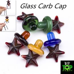 Coloured Glass Carb Cap Star Style UFO Cap Dome for 4MM Quartz Banger thermal Bangers glass pipes dab oil rigs