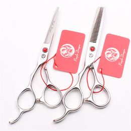 Z8000 6" Japan 440C Purple Dragon Red Stone Professional Human Hair Scissors Barbers' Cutting Thinning Shears Left Hand Scissors Style Tools