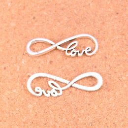 63pcs Antique Silver Plated infinity link connector love Charms Pendants for European Bracelet Jewellery Making DIY Handmade 39*15mm