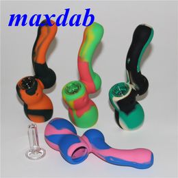 silicone smoking pipe hand pipes with thick bowl silicone tobacco dry herb water pipe Silicone nectar pipe