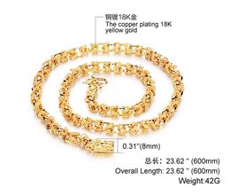 Top Quality Heavy Mens 18k Yellow Gold Filled men chain necklace and bracelet 600cm,8mm 54g Fashion jewelry wedding Jewelry