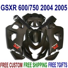 Free Customise ABS fairing kit for SUZUKI GSXR600 GSXR750 2004 2005 K4 GSXR 600 750 04 05 all matte black fairings set FG97