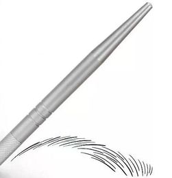 Silver Aluminium Professional Manual Tattoo Pen Permanent Makeup Tattooing Pen 3D Eyebrow Embroidery MicroBlading Pen