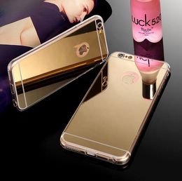 Soft mirror case plated Ultra-thin Clear TPU cases champagne rose gold back Cover for iPhone 4 5 6 6s plus samsung s5 s6 s7 edge note 5 4