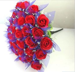 36 heads derrick rose Bridal Wedding Bouquets Artificial Flowers Silk Rosefloyd rose body red rose bouquets free shipping SF0201