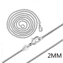 2018 Hot sale 20pcs/lot 925 sterling Silver 2MM Box Chain Necklace 16"/18"/20"/22"/24" for Pendants