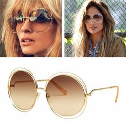 NEUE Vintage Mode Frauen Marke Designer Bicyclische Sonnenbrille Elegante Große Runde Draht Rahmen Sonnenbrille Übergroße Brillen