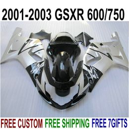 Customize fairings set for SUZUKI GSXR600 GSXR750 2001-2003 K1 silver black high quality fairing kit GSXR 600 750 01 02 03 EF4