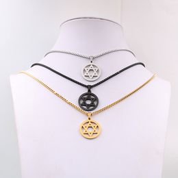 Silver gold black choose Men's ICP 316L Stainless Steel star of David design Pendant Fashion necklace 2.4mm 24 inch box chain