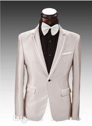 3 pieces Suit Side Vent Champagne Groom Tuxedos Notched Lapel One Button Best Men tton Best Men Wedding Suit Prom Dresses (Jacket+Pants+Tie)