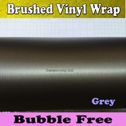 Metal Grey Brushed Steel Vinyl Car Wrap Film Vehicle Wrap Air Bubble Free Anthracite Metallic Matt Brushed aluminum Vinyl 1.52x30M/Roll