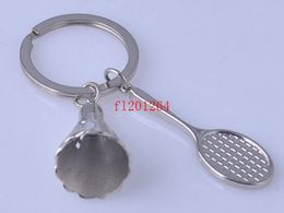500pcs/lot Free shipping New Promotional Gift Metal Badminton Keychain Key ring racket Key chain keyring