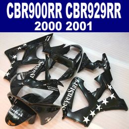 7 Gifts for HONDA CBR900RR fairing kit CBR929 2000 2001 glossy black Sevenstars CBR 929 RR CBR929RR fairings set HB10