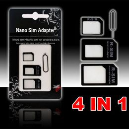 4 Iphone 4 4S 6 Samsung S4 S3 SIM Kart Perakende Kutusu İçin 1 Noosy Nano Mikro SIM Adaptör Çıkart Pim için Iphone 5'te